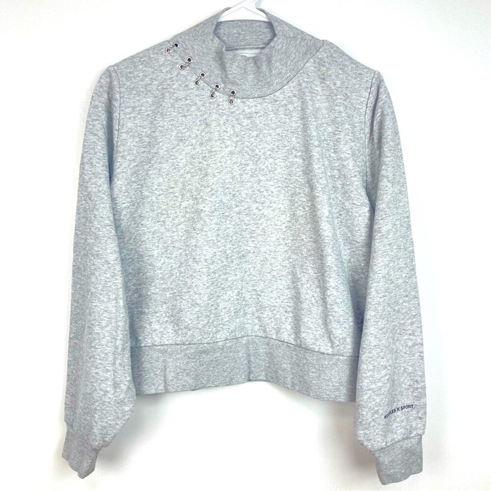 KOOPLES x SPORT High Neck Pierced Fleece Sweatshirt in Light Grey - M